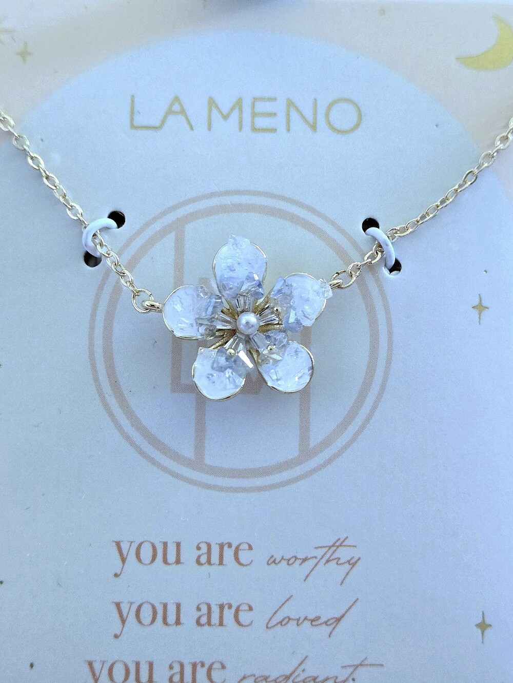 La Meno Stationary Druzy Flower🌸 Pendant Necklace - NIB